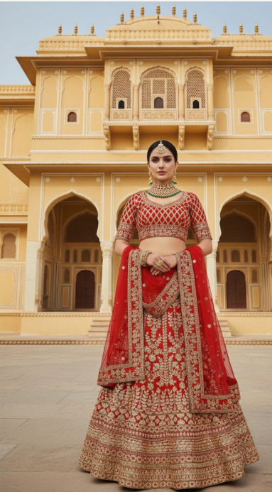Red Velvet Lehenga Choli | Embroidery