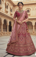 Wine Velvet Lehenga Choli | Zardosi Work, Pure Mirror Work