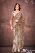 Green Jimmy Choo Mono Net Saree with Dual Beads & Sequins Embellishment | Heavy Mono Net Blouse