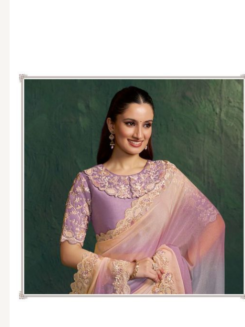 Purple Shaded Moss Georgette Saree | Scallop Embroidery with Diamond Work