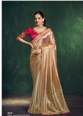 Light Golden Kanjivaram Zari Tissue Saree | Traditional Motif with Beads Work
