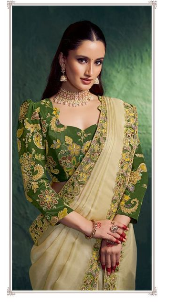 Lemon Yellow Shimmer Tissue Saree | Floral Motifs with Zari and Position Work