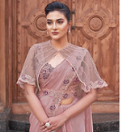 Pink Two Tone Satin Silk Saree | Hand-Embroidered Pearl Work Couture