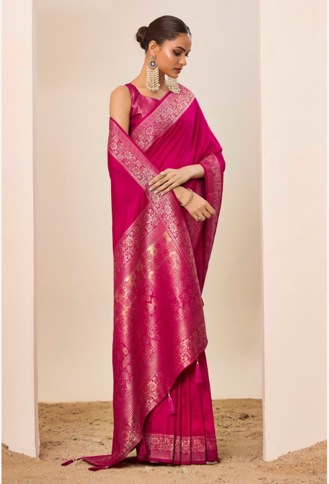 Blushing Pink Dolla Silk Party Wear Saree | Wevon Jari Galla Designer Creation