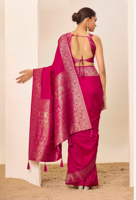 Blushing Pink Dolla Silk Party Wear Saree | Wevon Jari Galla Designer Creation