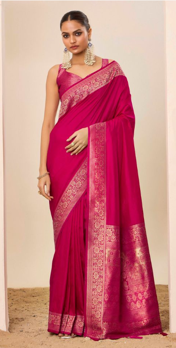 Blushing Pink Dolla Silk Party Wear Saree | Wevon Jari Galla Designer Creation