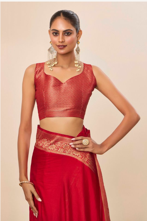 Royal Red Dolla Silk Party Wear Saree | Wevon Jari Galla Designer Spectacle