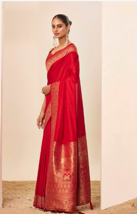 Royal Red Dolla Silk Party Wear Saree | Wevon Jari Galla Designer Spectacle