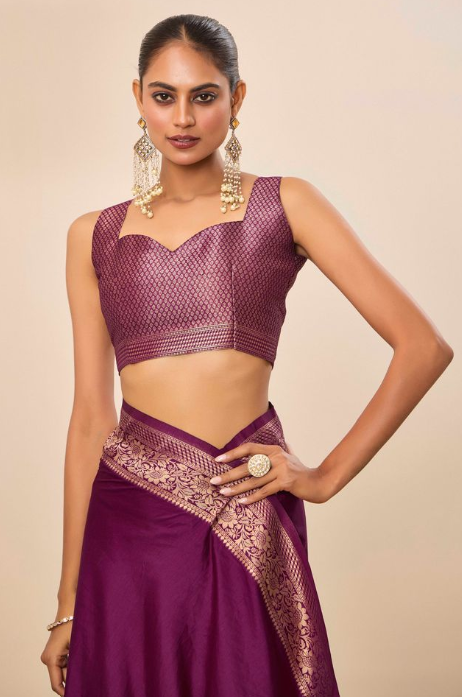 Regal Wine Dolla Silk Party Wear Saree | Wevon Jari Galla Designer Opulence